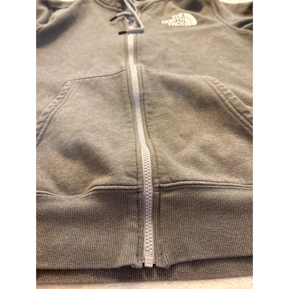 The North Face Mens Gray Full Zip Hoodie Fleece Sweatshirt Size Small Logo